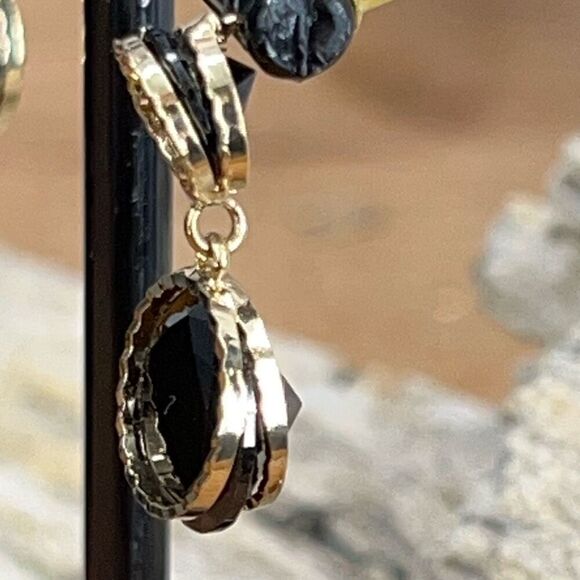 Baubles Black Gold Austrian Crystal Dangle Earrings $16 ea or bundle 3/$25 - Picture 2 of 6
